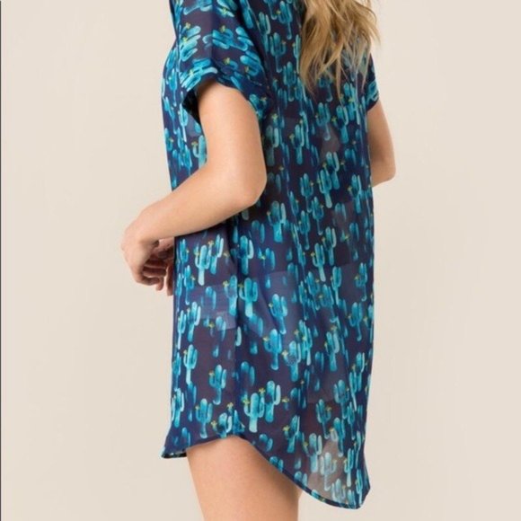 Francesca's Cactus Print Swim‎ Cover Up Size S/M - Picture 2 of 11